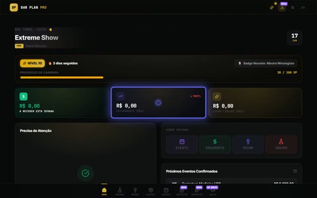 Seu financeiro num relance — Bar Plan Pro