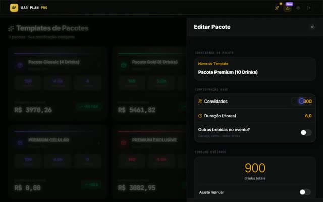 Consumo calculado na hora, sem achismo — Bar Plan Pro